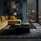 MODERN BLACK TEXTURED WOODEN COFFEE TABLE WITH BLOCK BASE