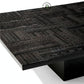 MODERN BLACK TEXTURED WOODEN COFFEE TABLE WITH BLOCK BASE