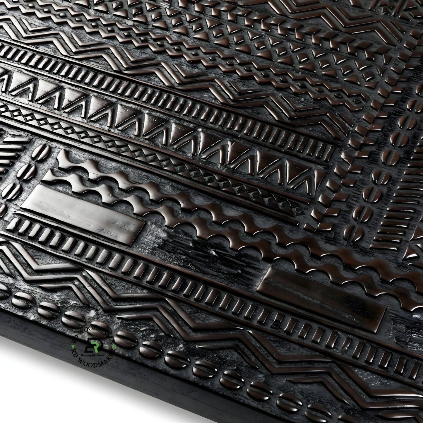 MODERN BLACK TEXTURED WOODEN COFFEE TABLE WITH BLOCK BASE