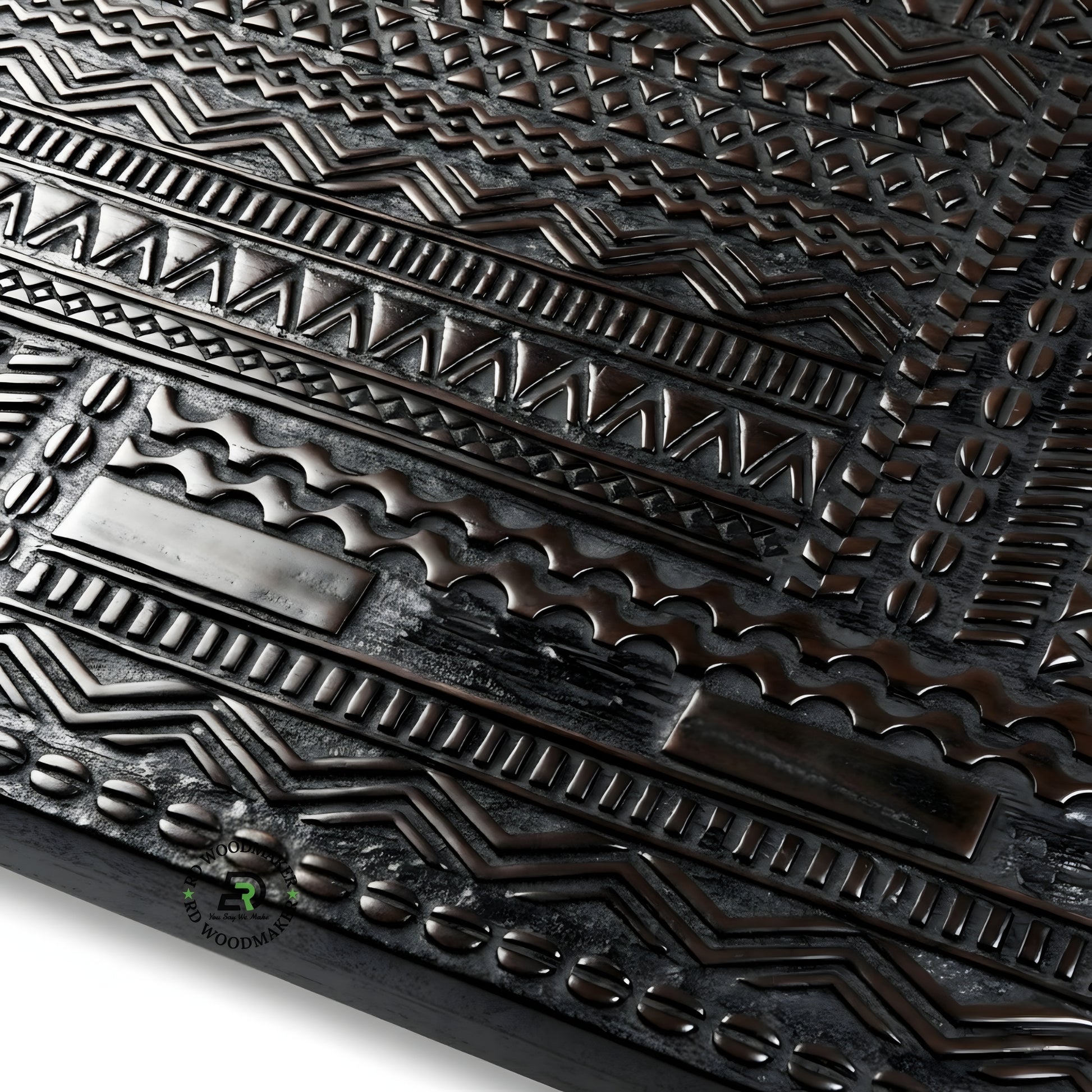 MODERN BLACK TEXTURED WOODEN COFFEE TABLE WITH BLOCK BASE