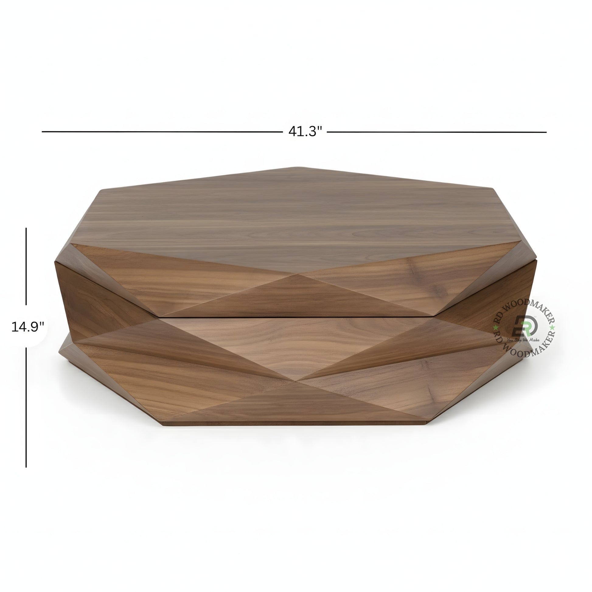 GEOMETRIC WOODEN COFFEE TABLE WITH FACETED DESIGN