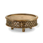 HANDCARVED ROUND WOODEN COFFEE TABLE WITH CUTWORK DESIGN