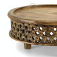 HANDCARVED ROUND WOODEN COFFEE TABLE WITH CUTWORK DESIGN