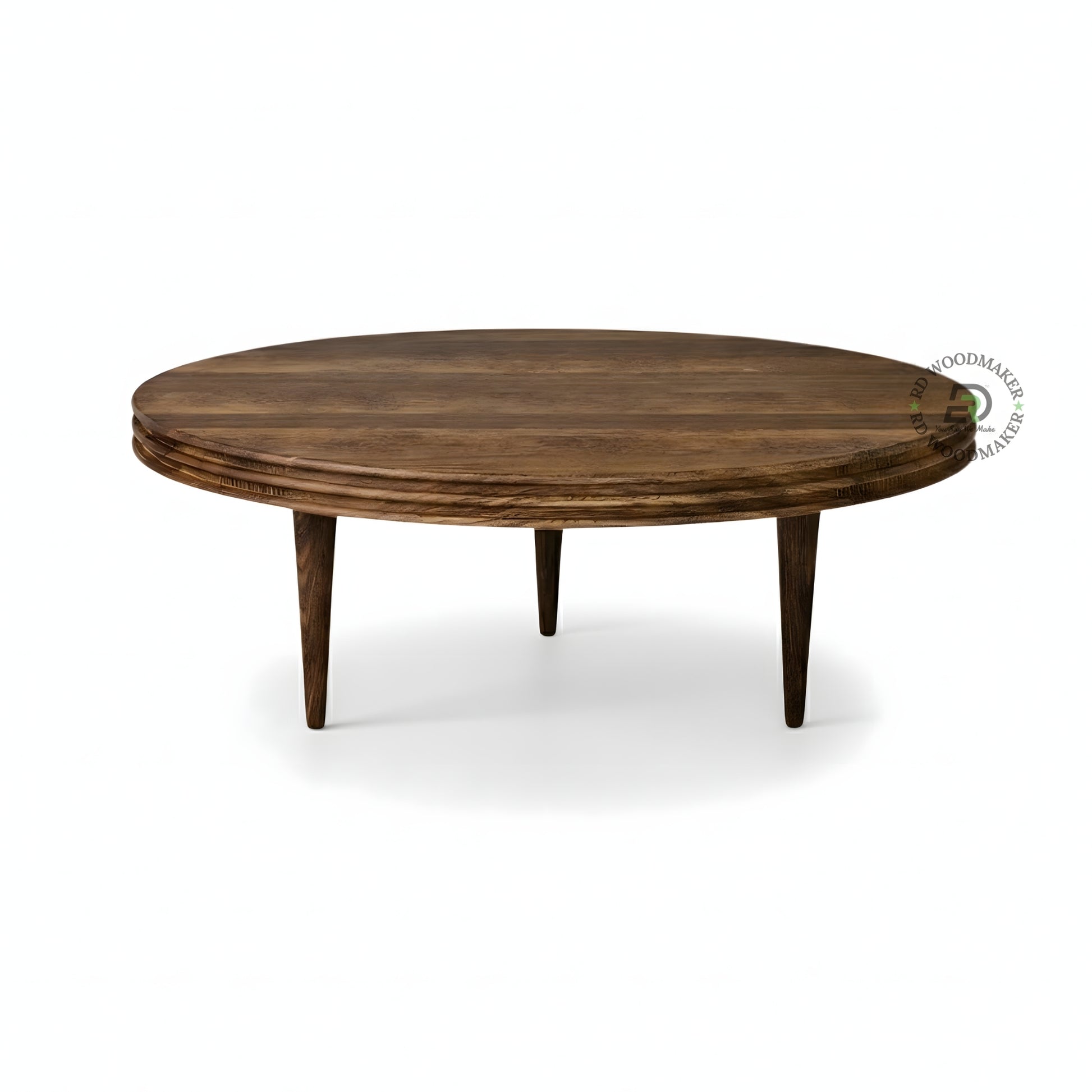 MINIMAL ROUND WOODEN COFFEE TABLE WITH TAPERED LEGS