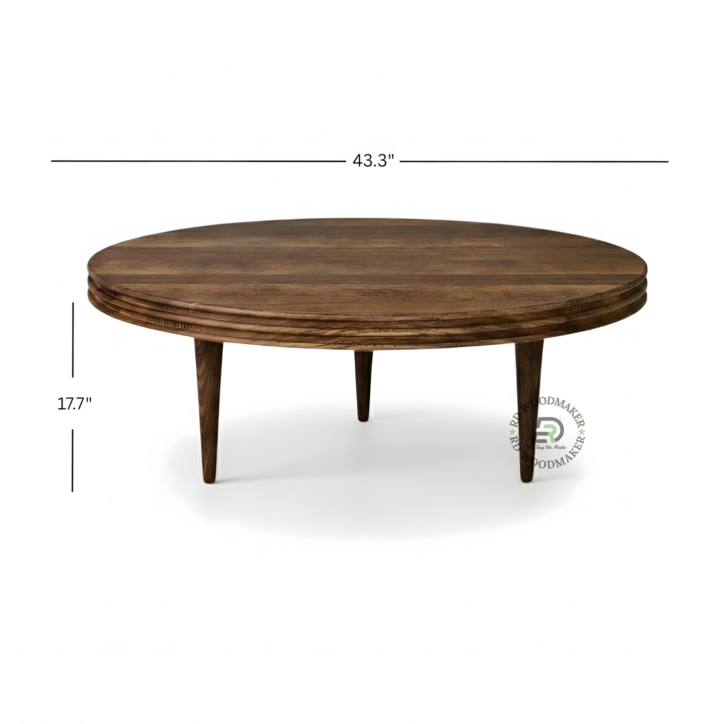 MINIMAL ROUND WOODEN COFFEE TABLE WITH TAPERED LEGS