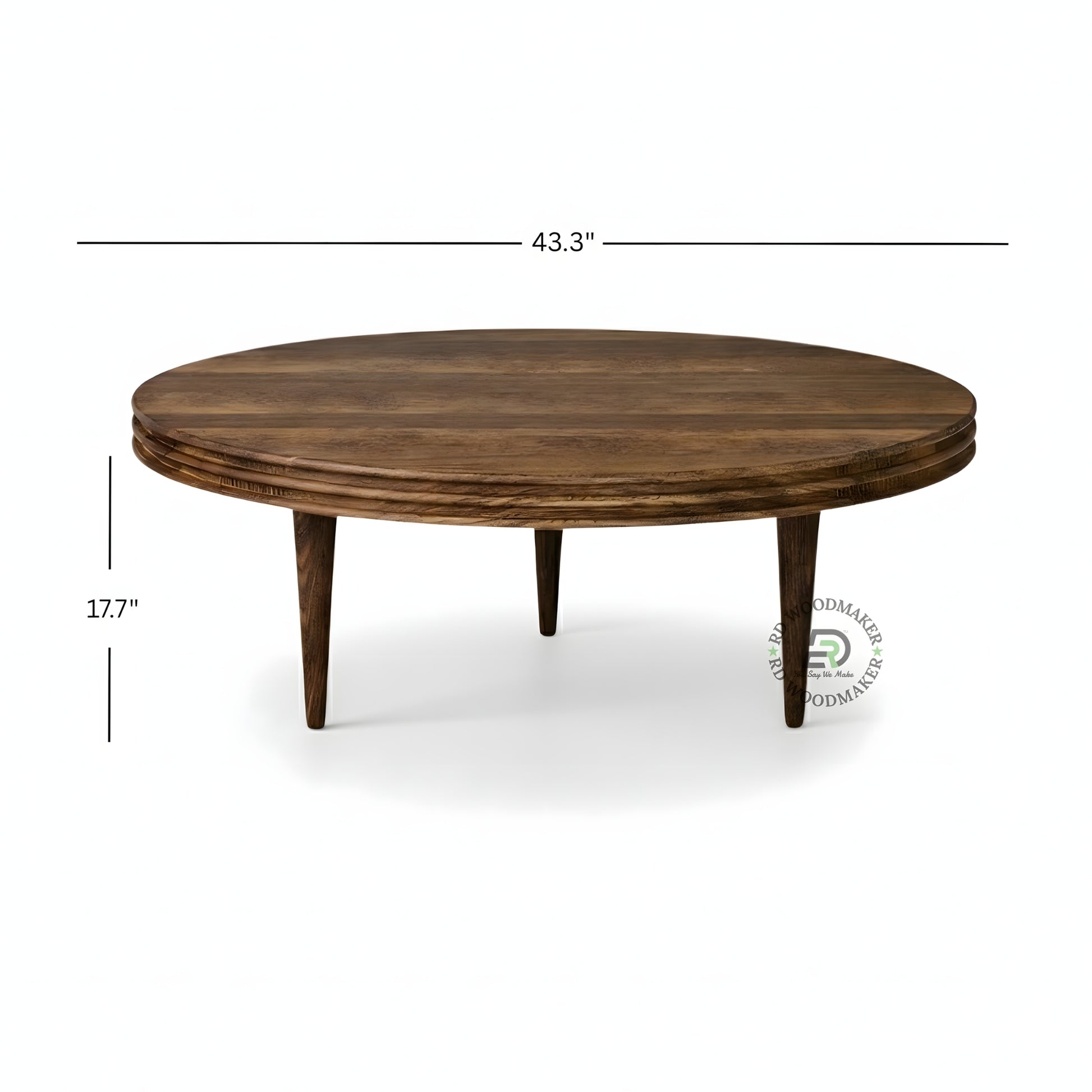 MINIMAL ROUND WOODEN COFFEE TABLE WITH TAPERED LEGS
