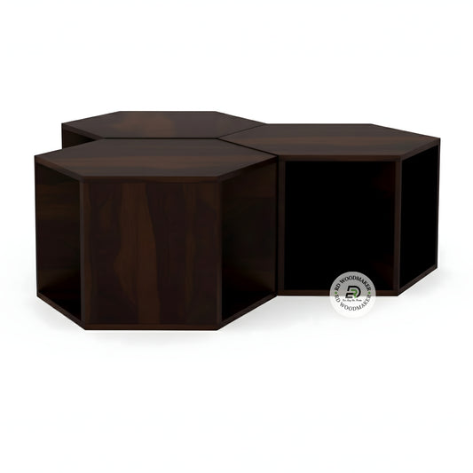 MODULAR HEXAGON WOODEN COFFEE TABLE SET