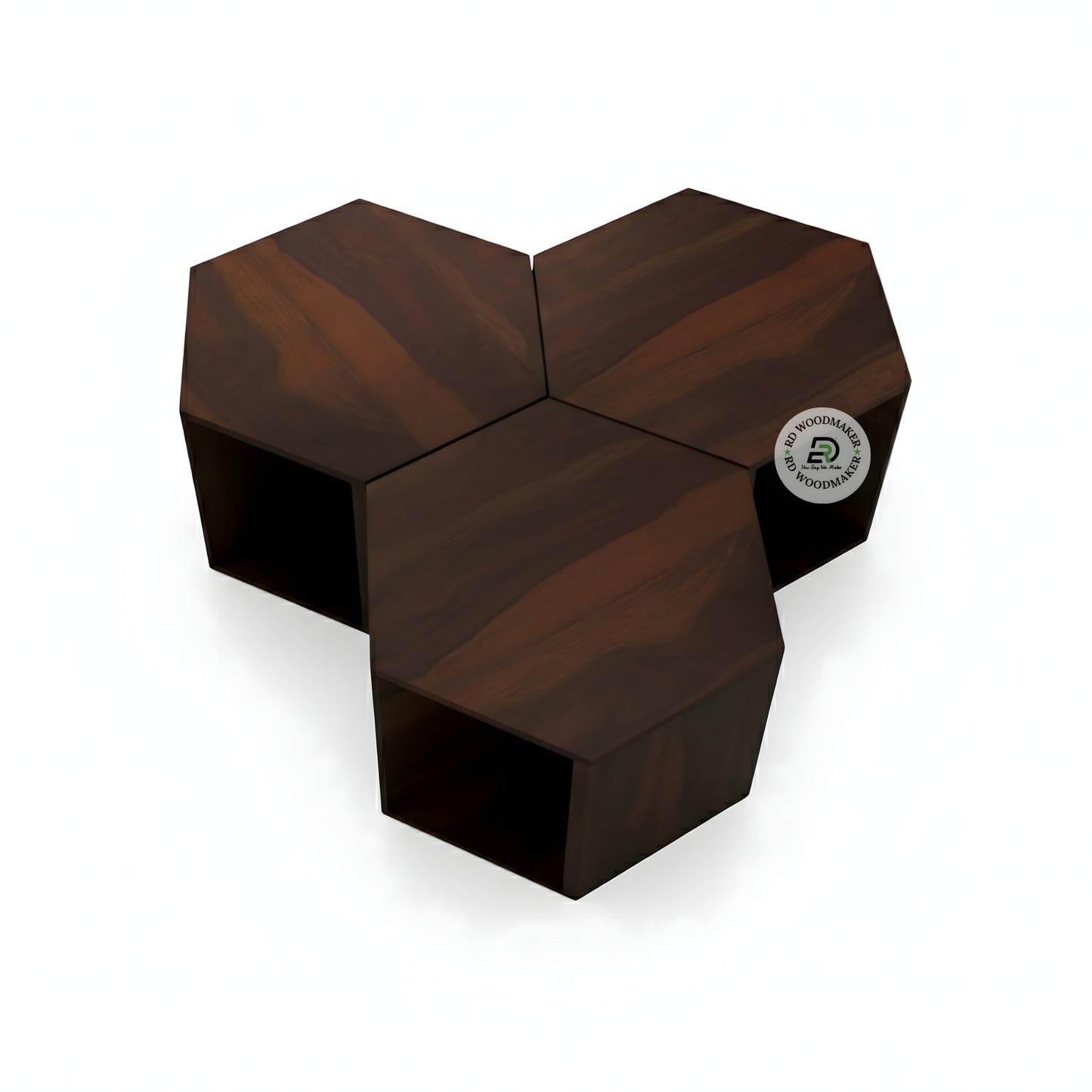 MODULAR HEXAGON WOODEN COFFEE TABLE SET