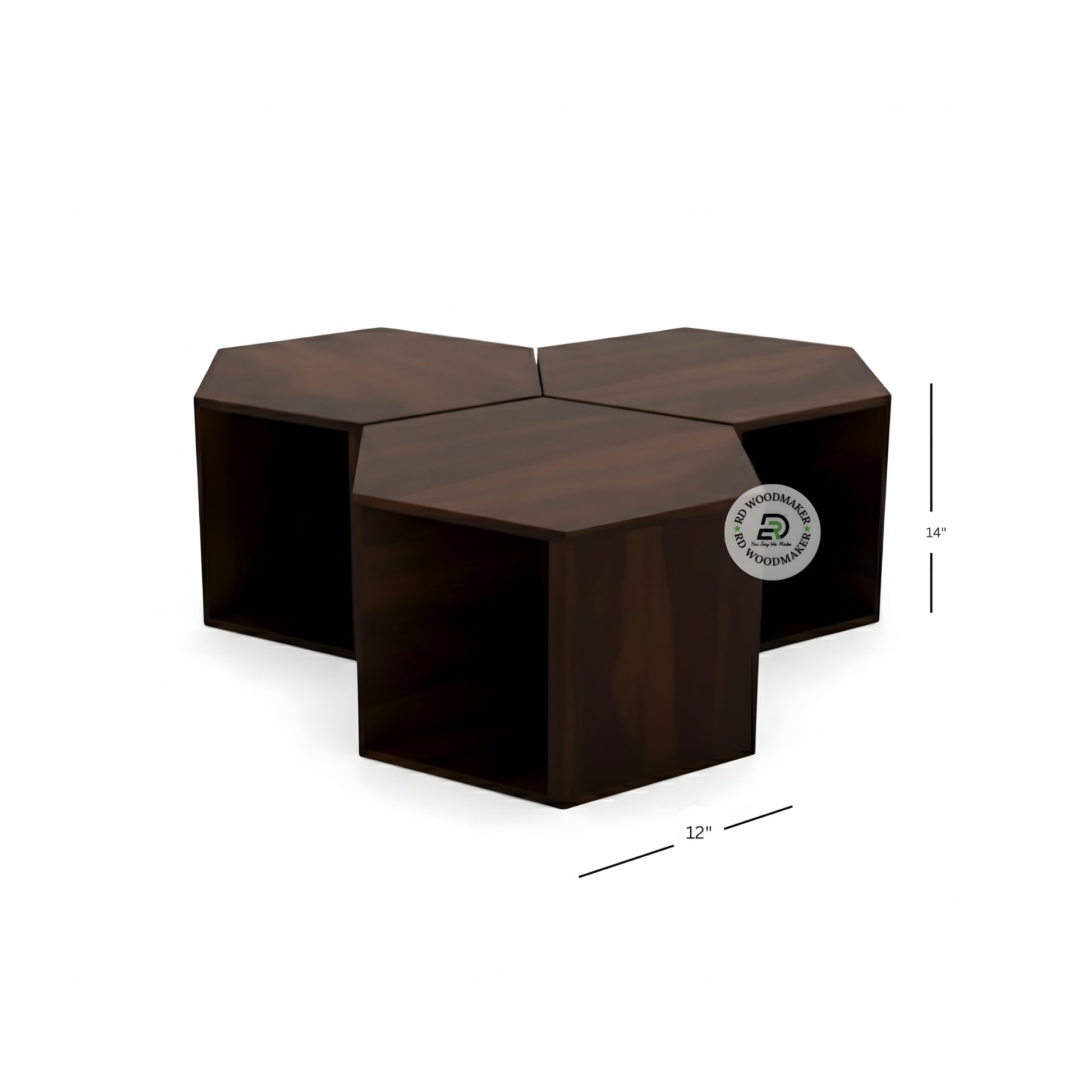 MODULAR HEXAGON WOODEN COFFEE TABLE SET