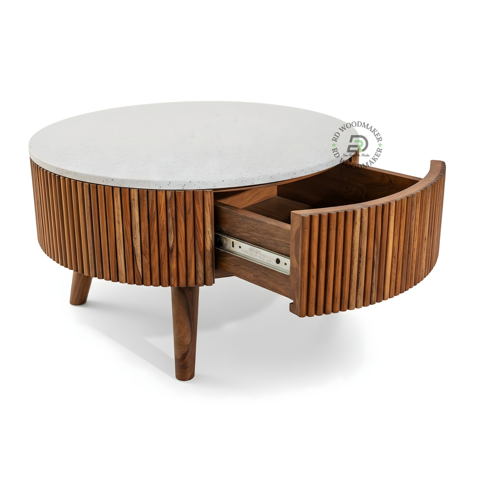 NESTED ROUND COFFEE TABLE SET WITH FLUTED BASE