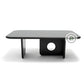 MODERN RECTANGULAR BLACK COFFEE TABLE WITH GEOMETRIC BASE