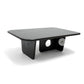 MODERN RECTANGULAR BLACK COFFEE TABLE WITH GEOMETRIC BASE