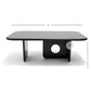 MODERN RECTANGULAR BLACK COFFEE TABLE WITH GEOMETRIC BASE