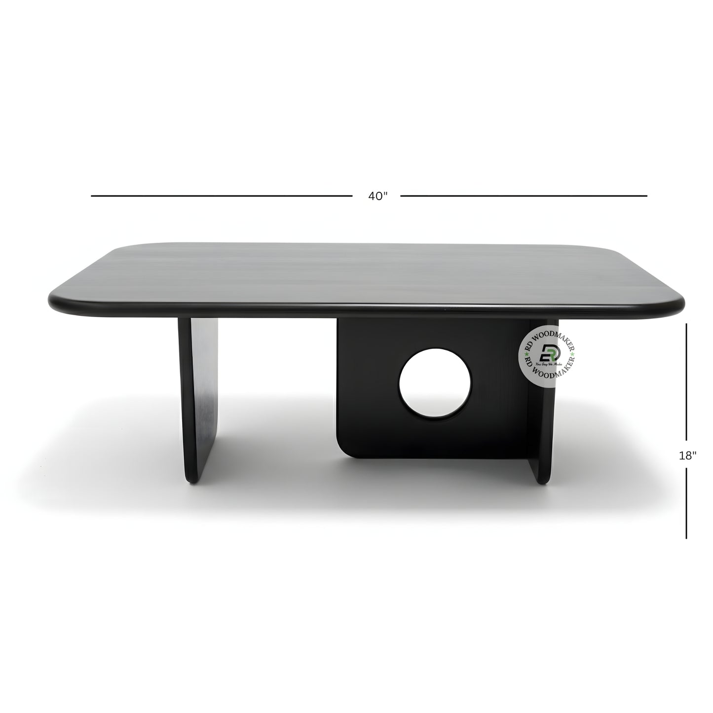 MODERN RECTANGULAR BLACK COFFEE TABLE WITH GEOMETRIC BASE
