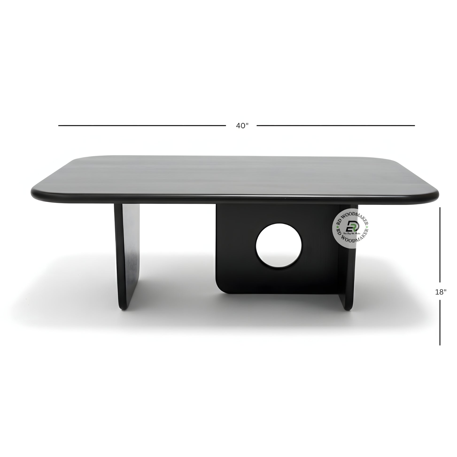 MODERN RECTANGULAR BLACK COFFEE TABLE WITH GEOMETRIC BASE