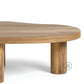 ORGANIC OVAL SOLID WOOD COFFEE TABLE WITH CYLINDRICAL LEGS
