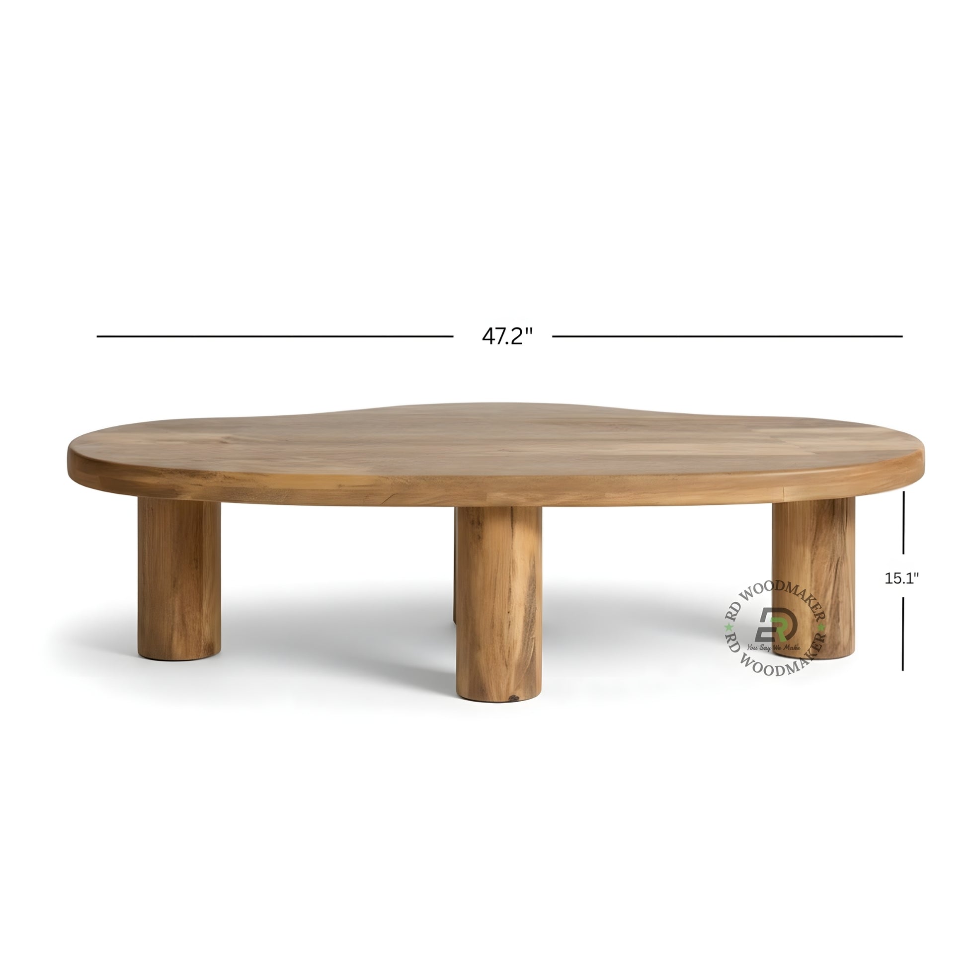ORGANIC OVAL SOLID WOOD COFFEE TABLE WITH CYLINDRICAL LEGS