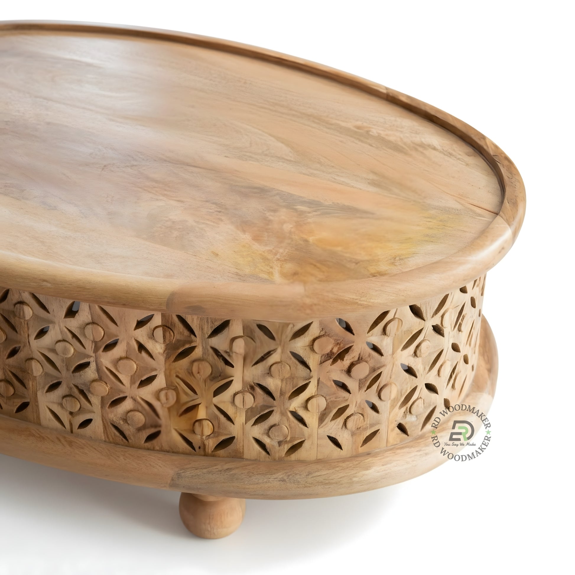 HANDCARVED OVAL JAALI DESIGN COFFEE TABLE