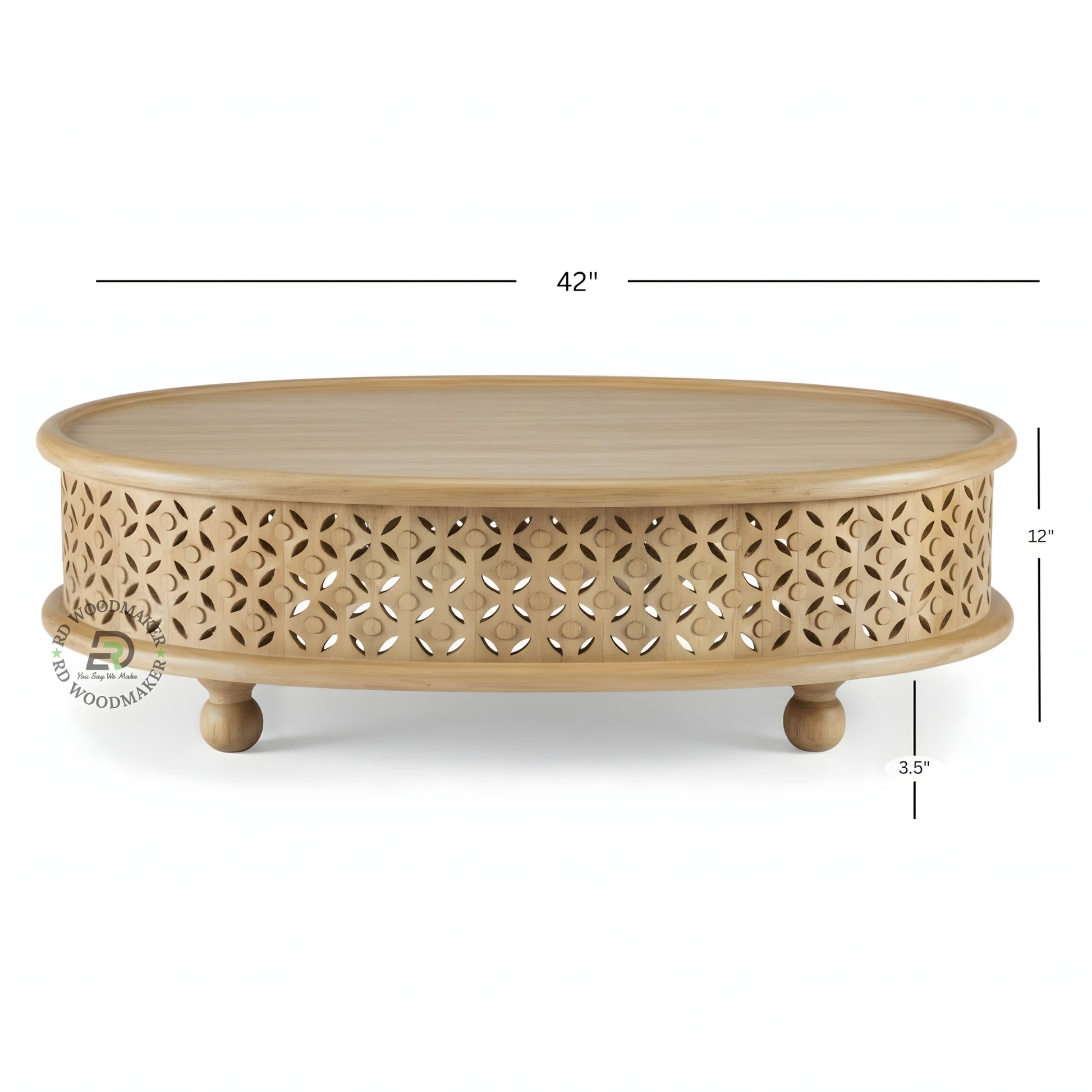 HANDCARVED OVAL JAALI DESIGN COFFEE TABLE