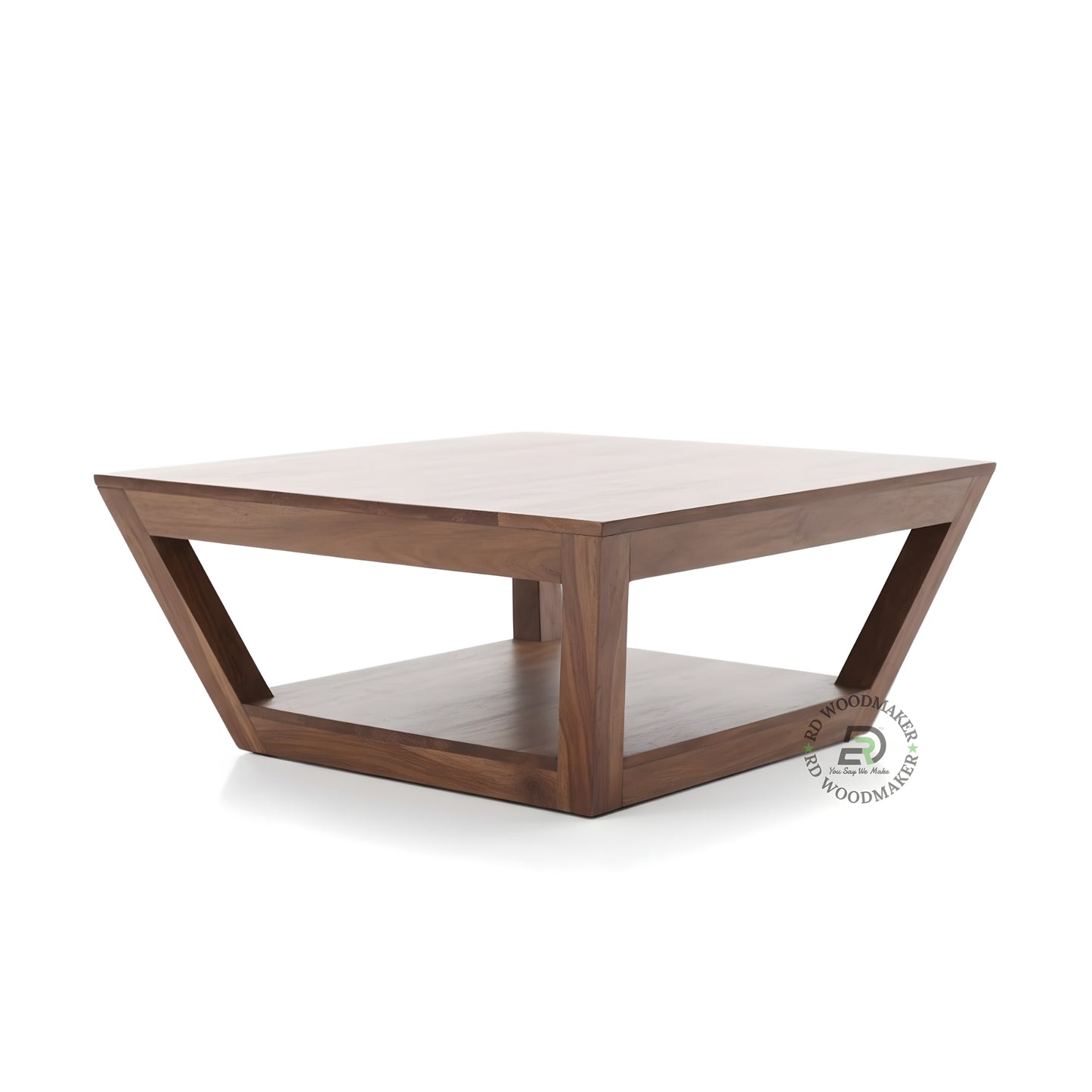 MODERN GEOMETRIC FRAME COFFEE TABLE WITH LOWER SHELF