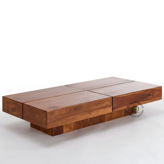 MODULAR BLOCK DESIGN SOLID WOOD COFFEE TABLE