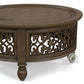 CLASSIC ROUND SCROLL CARVED WOODEN COFFEE TABLE