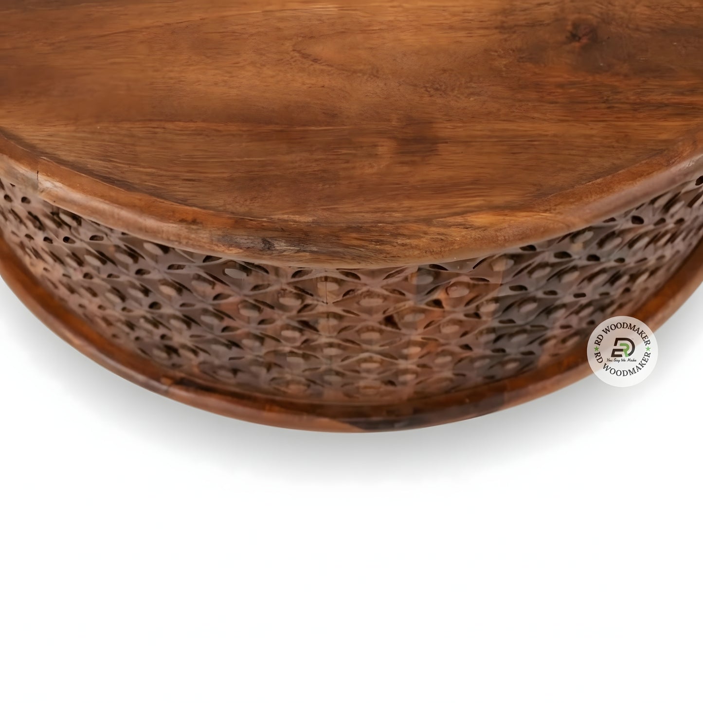 DARK FINISH ROUND CARVED TRADITIONAL COFFEE TABLE