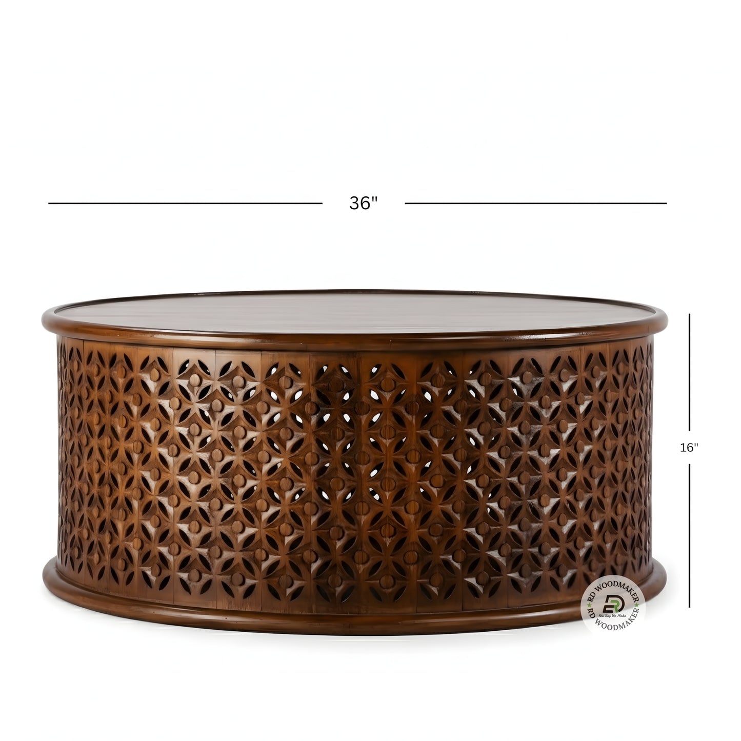 DARK FINISH ROUND CARVED TRADITIONAL COFFEE TABLE