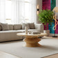 WHITE DISTRESSED JAALI ROUND COFFEE TABLE