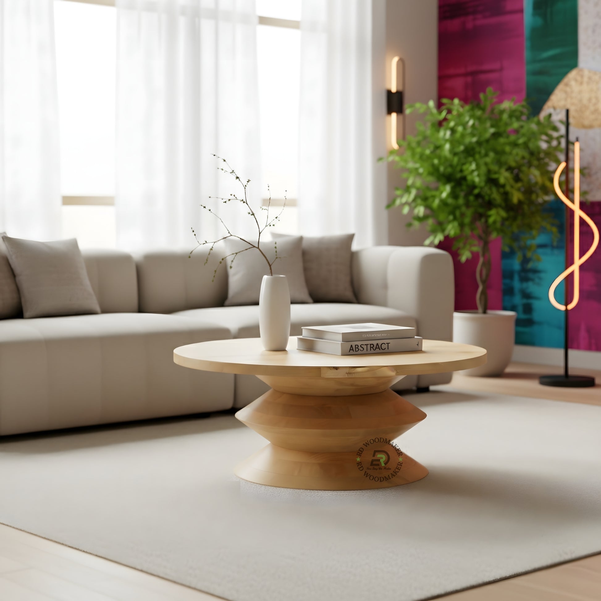 WHITE DISTRESSED JAALI ROUND COFFEE TABLE
