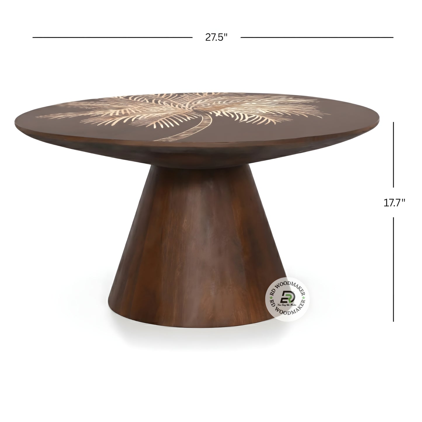 ARTISTIC PALM DESIGN ROUND COFFEE TABLE