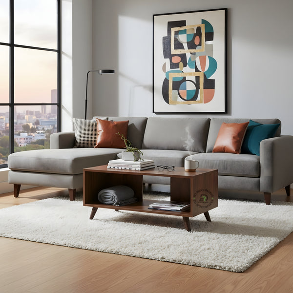 MID-CENTURY MODERN OPEN SHELF COFFEE TABLE