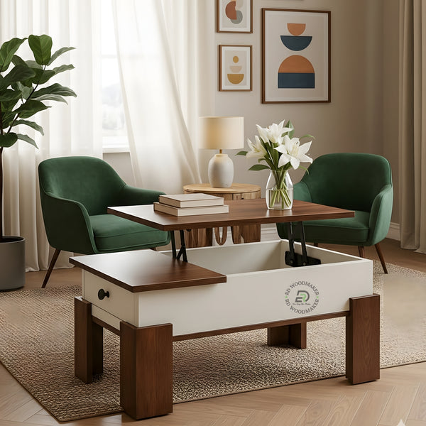 LIFT TOP STORAGE COFFEE TABLE WITH HIDDEN COMPARTMENT