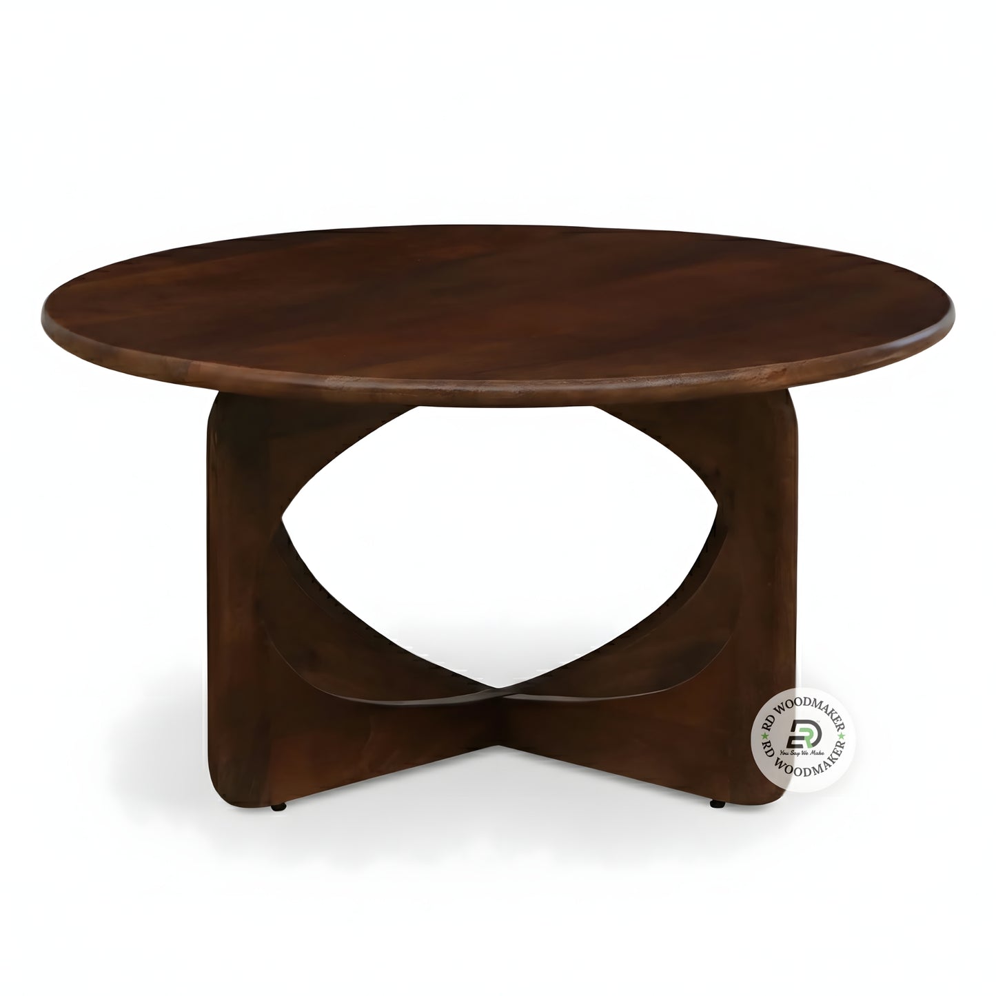 ROUND CROSS BASE WOODEN COFFEE TABLE