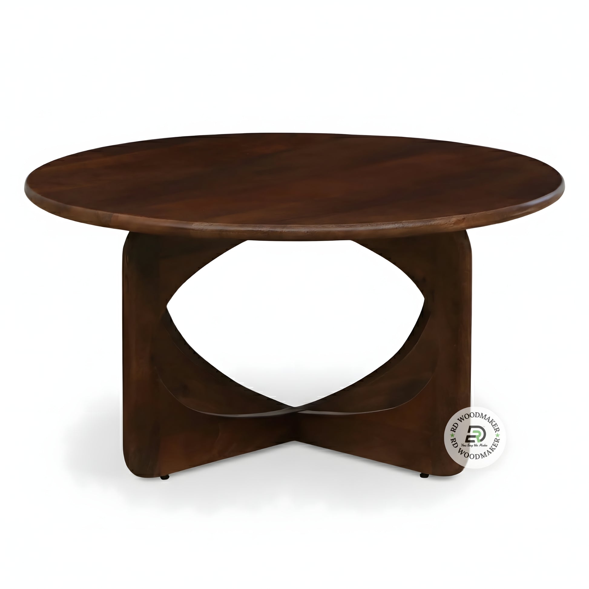ROUND CROSS BASE WOODEN COFFEE TABLE