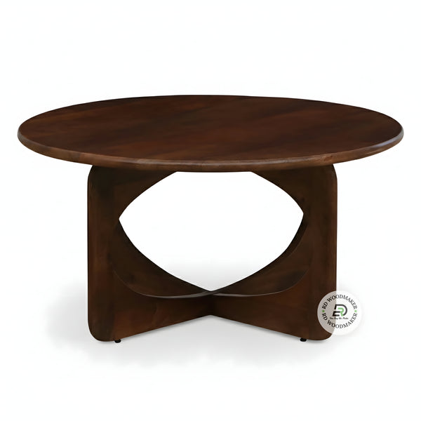 ROUND CROSS BASE WOODEN COFFEE TABLE