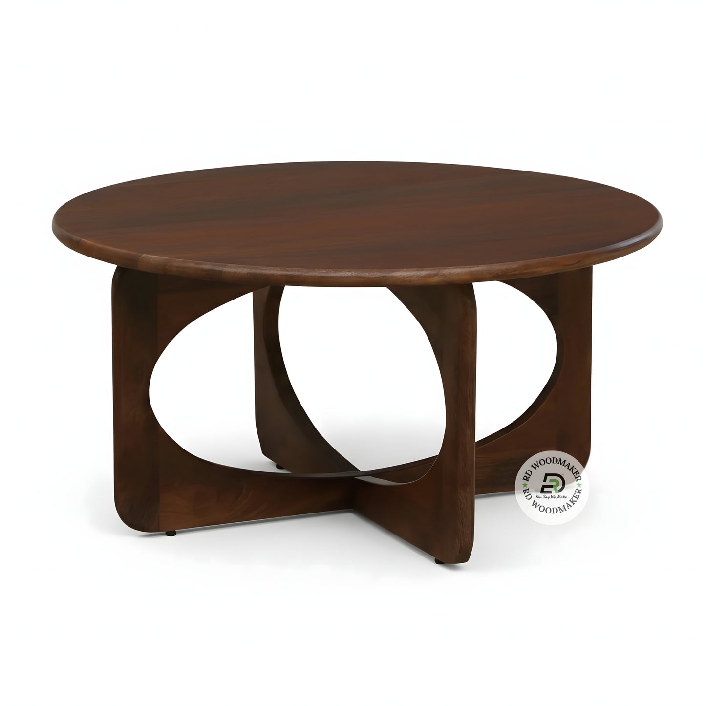 ROUND CROSS BASE WOODEN COFFEE TABLE