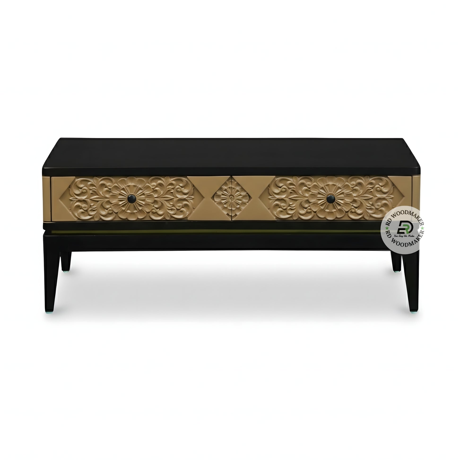 LUXURY HANDCARVED BLACK & GOLD DESIGNER COFFEE TABLE
