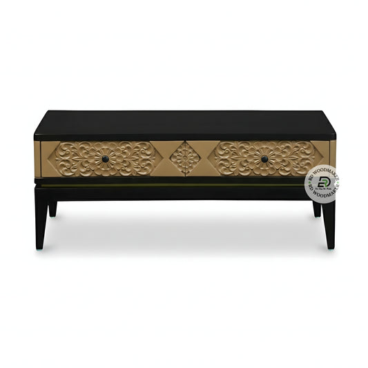 LUXURY HANDCARVED BLACK & GOLD DESIGNER COFFEE TABLE