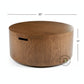 ROUND SOLID WOOD DRUM STORAGE COFFEE TABLE