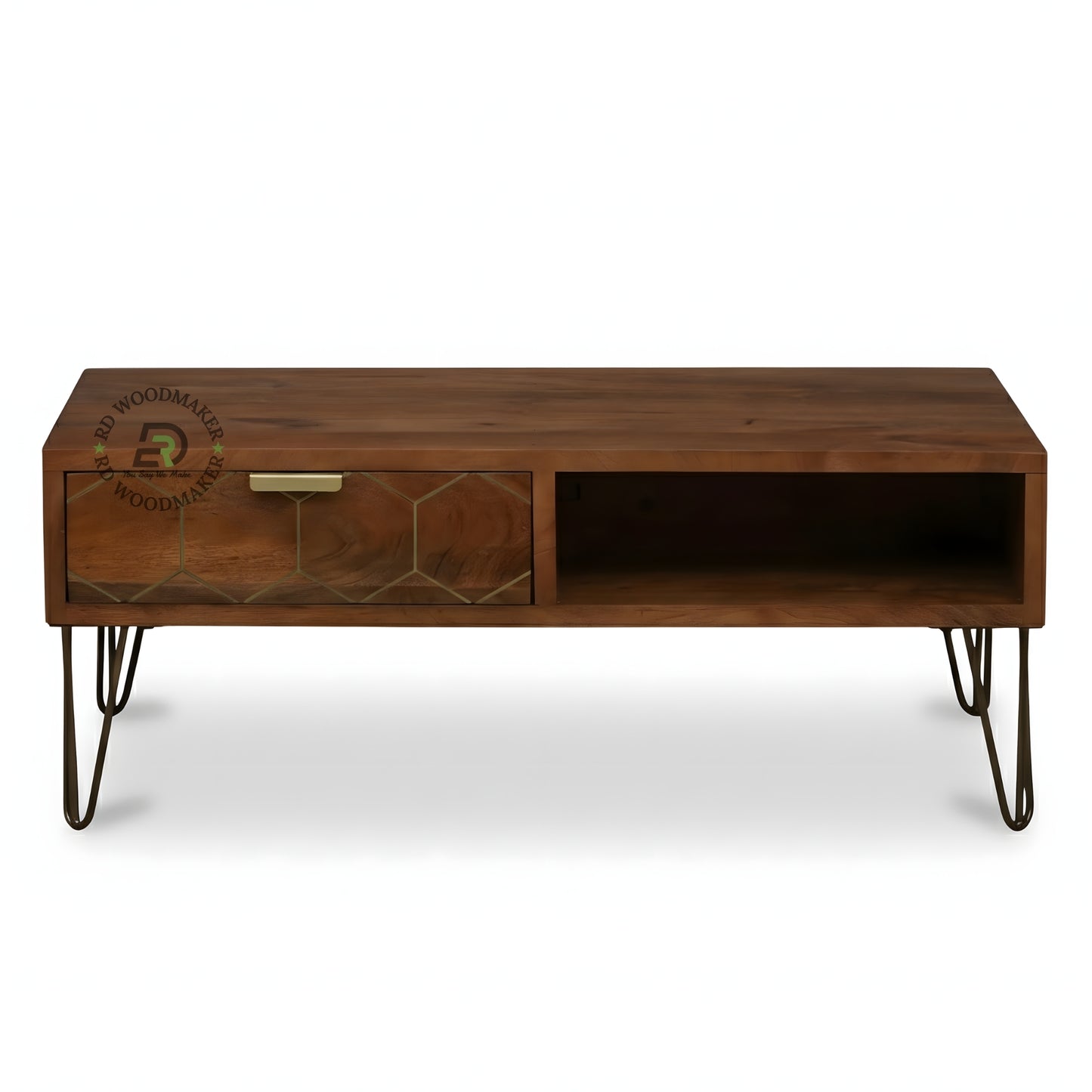 MODERN RECTANGULAR WOODEN COFFEE TABLE WITH STORAGE