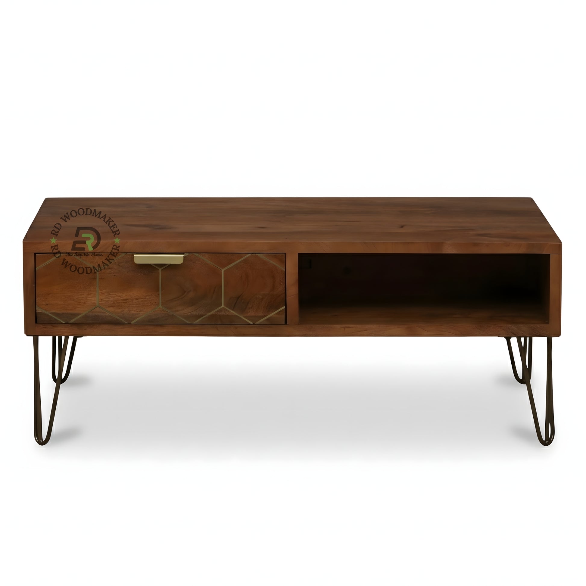 MODERN RECTANGULAR WOODEN COFFEE TABLE WITH STORAGE