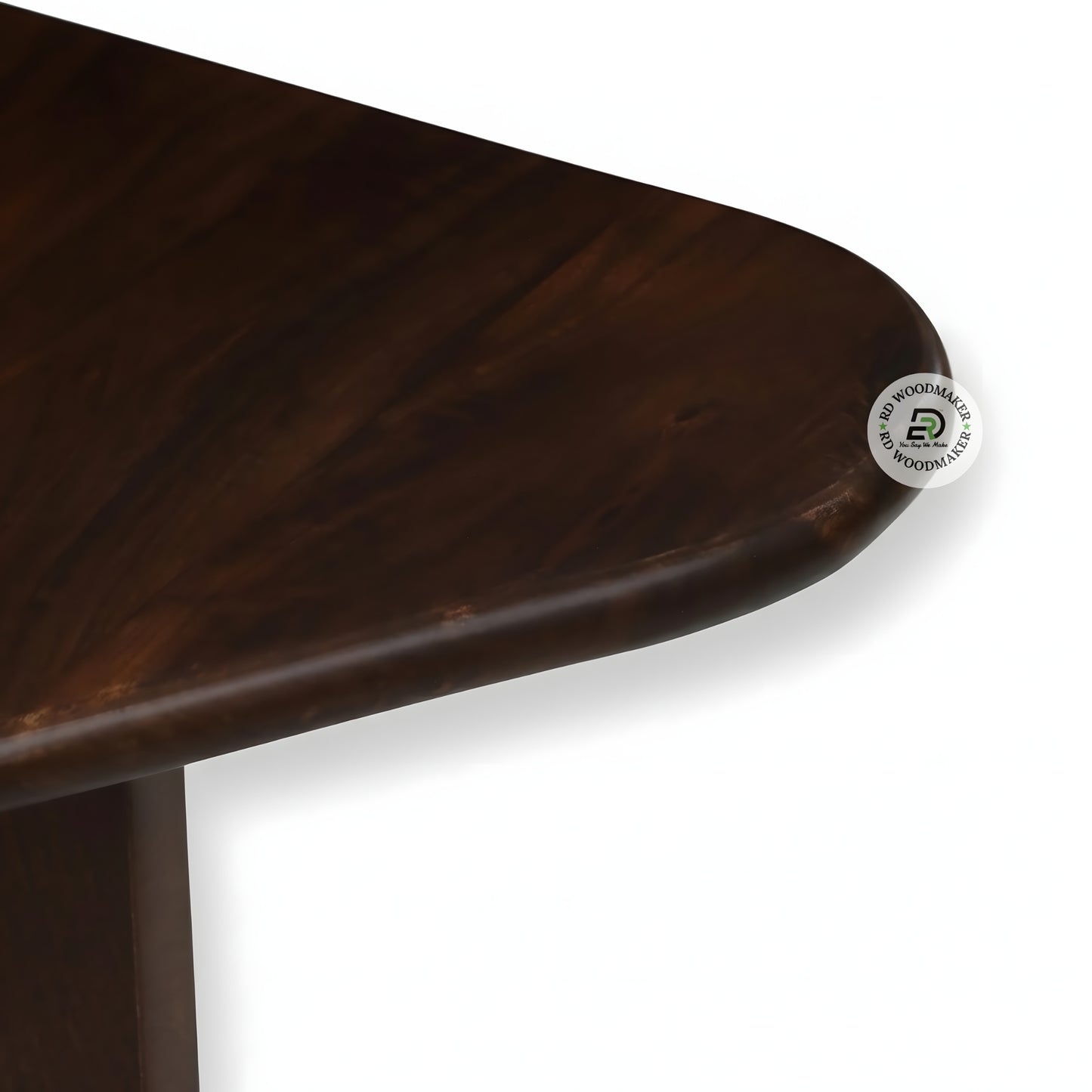 TRIANGULAR SOLID WOOD DESIGNER COFFEE TABLE WITH CUTOUT BASE