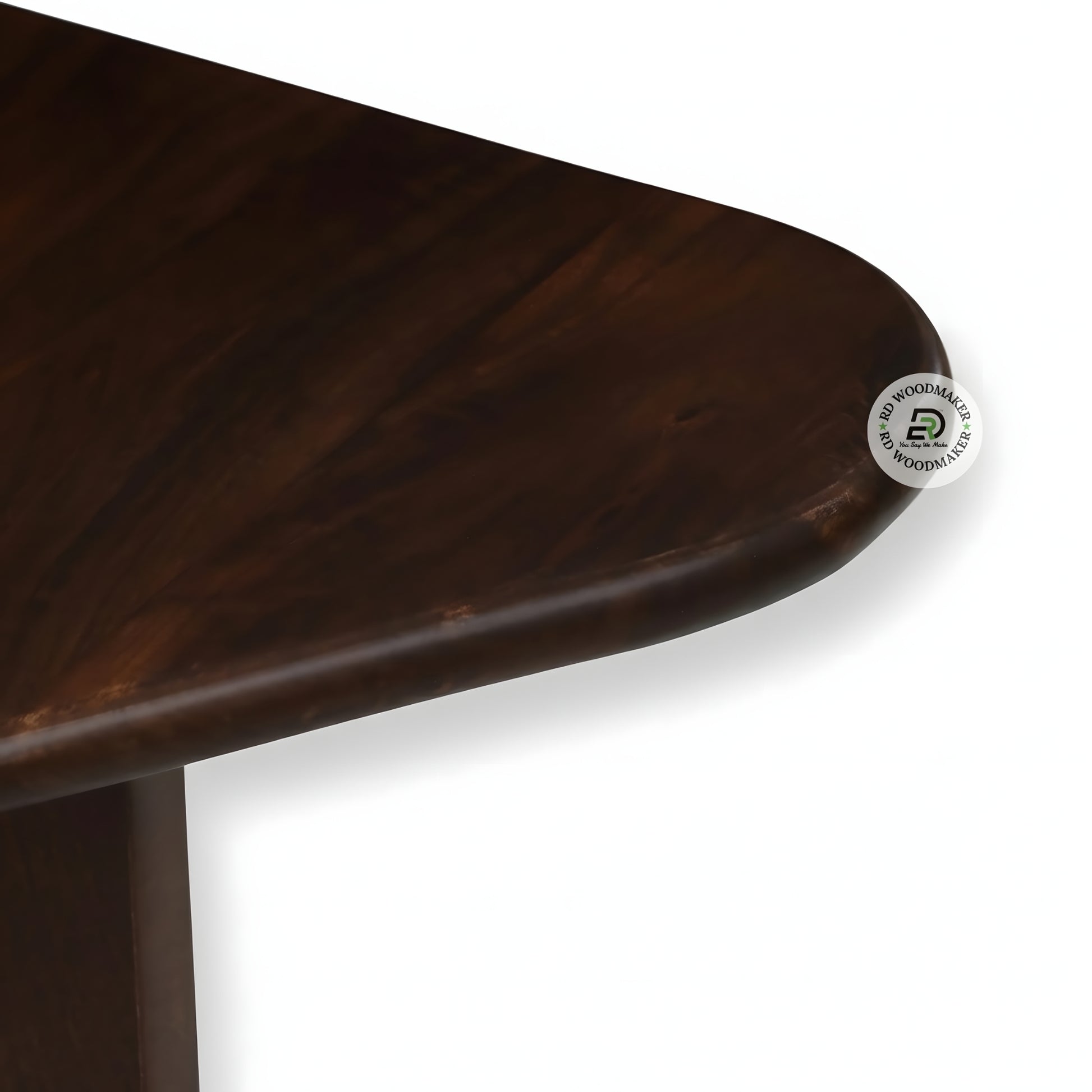 TRIANGULAR SOLID WOOD DESIGNER COFFEE TABLE WITH CUTOUT BASE