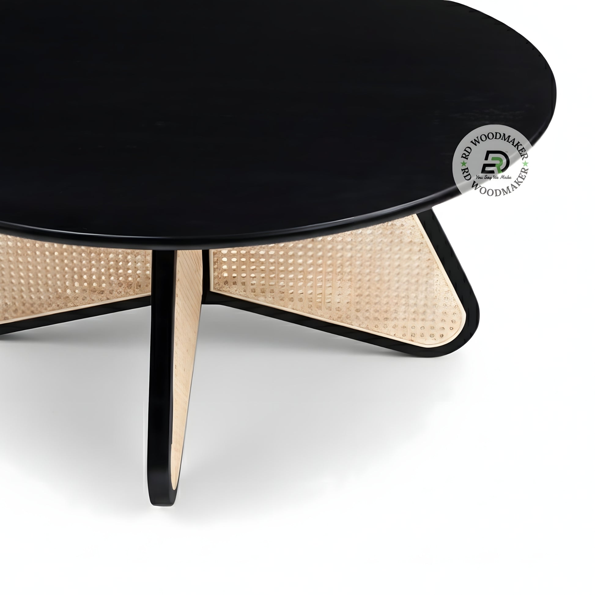 MODERN ROUND CANE BASE COFFEE TABLE