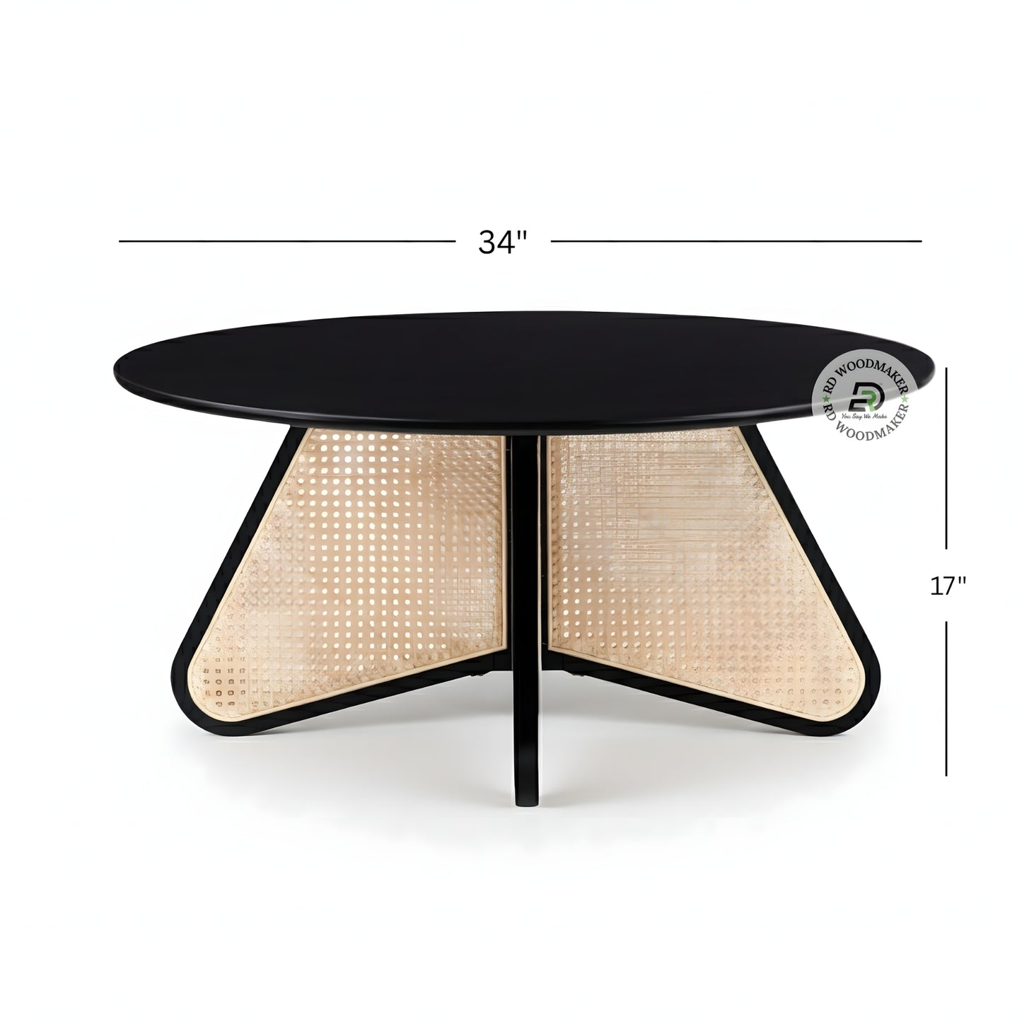 MODERN ROUND CANE BASE COFFEE TABLE