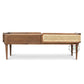 MID CENTURY CANE DRAWER COFFEE TABLE