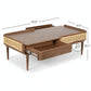 MID CENTURY CANE DRAWER COFFEE TABLE