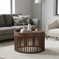 ROUND SLATTED WOODEN COFFEE TABLE