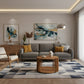 ROUND SLATTED WOODEN COFFEE TABLE WITH LOWER SHELF